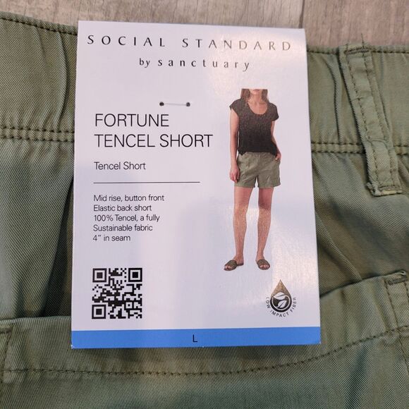 NWT Social Standard By Sanctuary Sz Large Shorts Fortune Tencel Tea Green Hiking - Picture 5 of 6